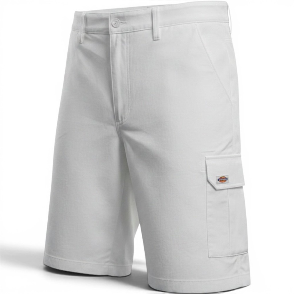 Dickies Shorts Mens 42 White Flat Front Multi-Pocket Workwear Outdoor